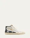 Golden Goose Slide High-top Glitter Leather Sneakers In Marble Cream