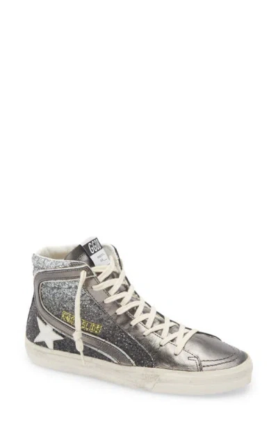 Golden Goose Slide High Top Sneaker In Black/asphalt/silver