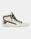 Golden Goose Ankle-length Sneakers With Flat Rubber Sole In White Brown Black
