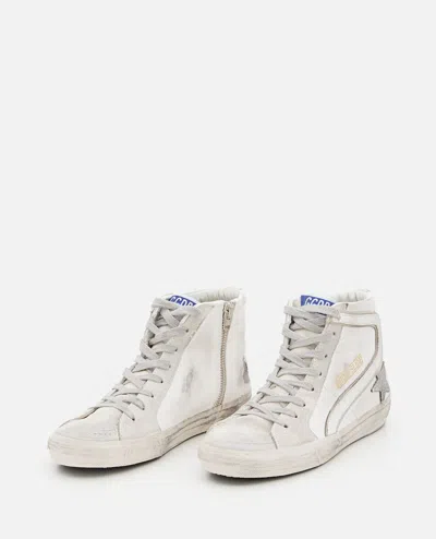 Golden Goose Slide Leather Sneakers In White