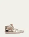 Golden Goose Slide Mid-top Metallic Leather Sneakers In Platinum Gold Ice Black White