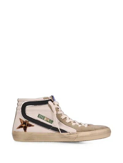 Golden Goose Slide Nappa Upper Suede Toe And Heel Horsy Leo Star Leather Wave In Neutral