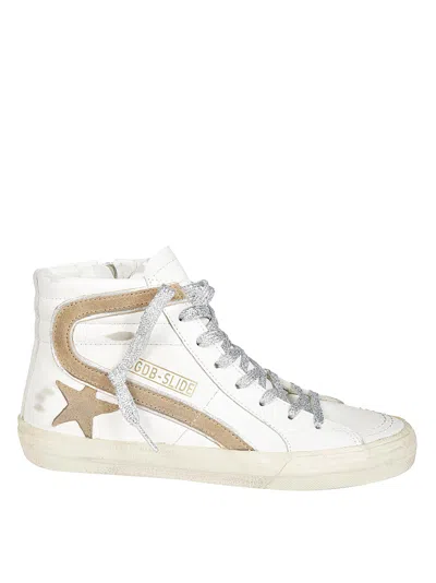 Golden Goose Slide Pelle Stella E Banda Suede In White