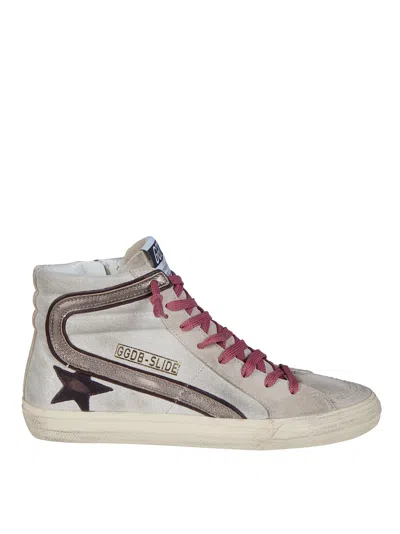 Golden Goose Slide Shimmer Suede Upper Leather Star Wave Sneakers In Gray