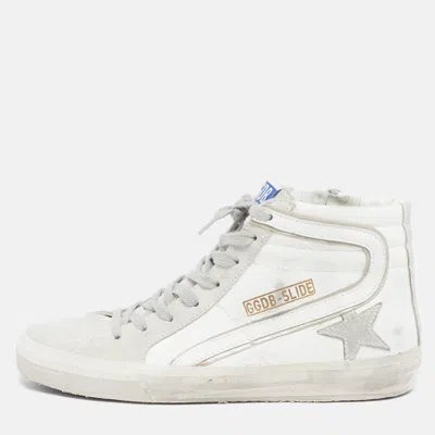 Pre-owned Golden Goose Slide Size 38 White Leather And Suede High Top Sneakers