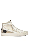 Golden Goose Slide Sneaker In Platinum  Gold  Ice  Black  & White