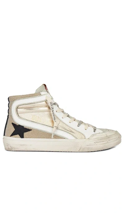 Golden Goose Slide Sneaker In Platinum  Gold  Ice  Black  & White