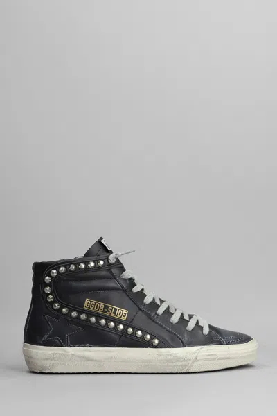Golden Goose Slide Sneakers In Black Leather