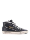 Golden Goose Slide Classic High-top Distressed Sneakers In Negro