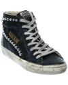 Golden Goose Slide Classic High-top Distressed Sneakers In Black