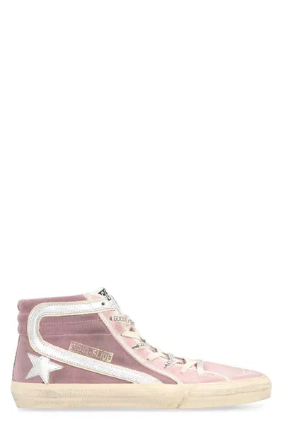 Golden Goose Slide Suede High-top Sneakers In Pink