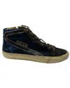 Golden Goose Slide Tartan High Top Sneakers In Blue Suede In Blue