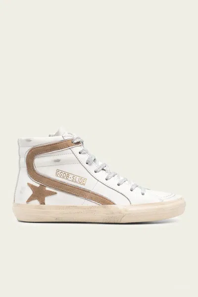 Golden Goose Slide White Tabacco Leather Sneaker In Multi