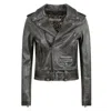 Golden Goose Slim Fit Distressed Leather Jacket In Gray