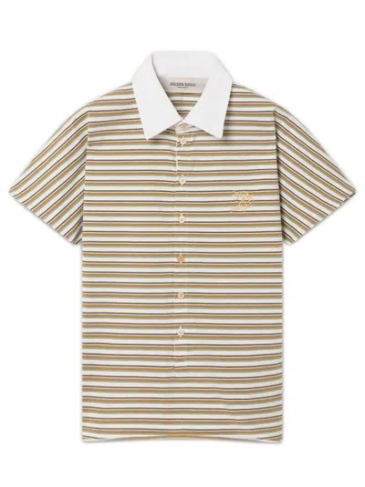 Golden Goose Slim Polo T-shirt With Kimono Sleeves In White