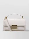 Golden Goose Deluxe Brand Structured Handbag With Gold-tone Clasp And Detachable Strap In White