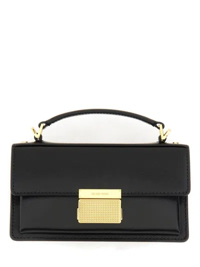 Golden Goose Small Venezia Bag In Boarded Leather With Gold Details In Black