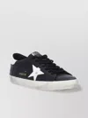 Golden Goose 'super-star' Black Low Top Sneakers With Logo Patch And Suede Details In Leather Man In Black