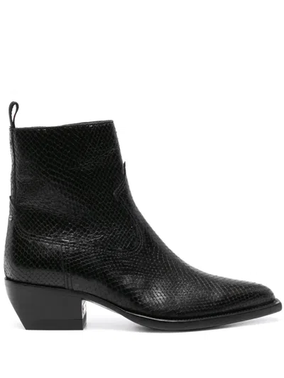 Golden Goose Snakeskin-effect Leather Ankle Boots In Black