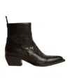 Golden Goose Debbie Texan Ankle Boots In Black Leather In Black