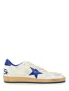 Golden Goose Ball Star Sneakers In White Nappa Leather With Light Blue Laminated Leather Star And Heel Tab In Multi