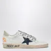 Golden Goose Ball Star Sneakers In Vintage Effect Leather With Blue Leather Star Shoes