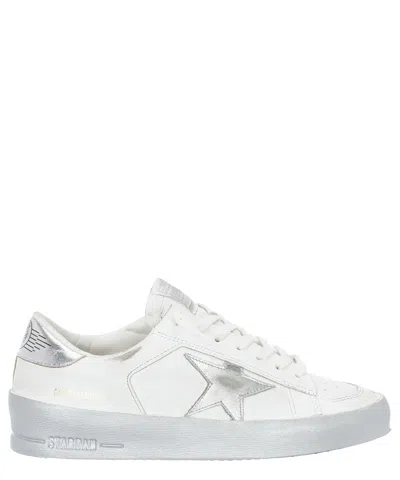 Pre-owned Golden Goose Sneaker Damen Stardan Gwf00128.f002187.80185 White - Silver Leder In Weiss