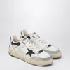 Golden Goose Forty2 Distressed Finish Leather And Fabric Sneakers With Brown Star In Animal Print