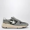 Golden Goose Running Sole In Green Suede With White Leather Star And Heel In Gray