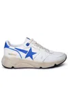Golden Goose White And Bluette Running Sole Lamb Leather Sneakers In White