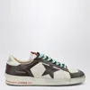 Golden Goose Distressed Leather Sneakers With Two-tone Star Patch In White