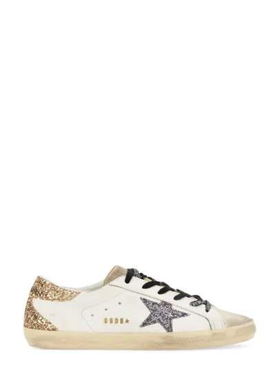 Golden Goose Glittered Super-star Sneakers In White