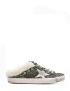 Golden Goose Super-star Sabot-style Sneakers With Glitter And Shearling Lining In Brown