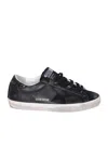 Golden Goose Textured Star Design Sneakers With Sparkling Accents