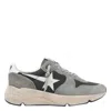 Golden Goose Running Sole In Green Suede With White Leather Star And Heel In Gray