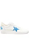 Golden Goose Deluxe Brand Low-top White Leather Sneakers With Blue Star Accent In White
