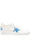 Golden Goose Deluxe Brand Low-top White Leather Sneakers With Blue Star Accent In White