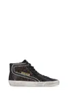 Golden Goose Deluxe Brand Women Slide Classic Suede High-top Sneakers With Glitter Inserts In Multi
