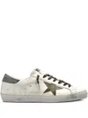 Golden Goose Super-star Sneakers With Lizard Effect Star And Grey Heel Tab In Multi