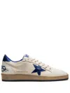 Golden Goose Ball Star Sneakers In White Nappa Leather With Light Blue Laminated Leather Star And Heel Tab In Neutral