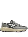 Golden Goose Running Sole In Green Suede With White Leather Star And Heel In Gray