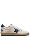 Golden Goose Ball Star Sneakers In White Nappa Leather With Light Blue Laminated Leather Star And Heel Tab In Neutral