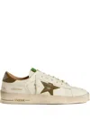 Golden Goose Stardan White Leather Sneakers With Green Star And Heel