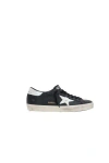 Golden Goose 'super-star' Black Low Top Sneakers With Logo Patch And Suede Details In Leather Man In Black