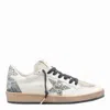 Golden Goose Ball Star Sneakers In Vintage Effect Leather And Suede With Glittered Star And Heel Tab