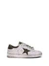 Golden Goose Stardan White Leather Sneakers With Green Star And Heel In White