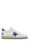 Golden Goose Ball Star Sneakers In White Nappa Leather With Light Blue Laminated Leather Star And Heel Tab