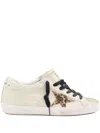 Golden Goose Superstar Leather Upper Glitter Sneakers In White