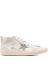 Golden Goose Mid Star Glitter-star Round-toe Sneakers In Neutral