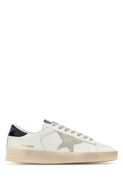 Golden Goose Mens Standard In White Leather With Grey Suede Star And Blue Leather Heel In Neutral